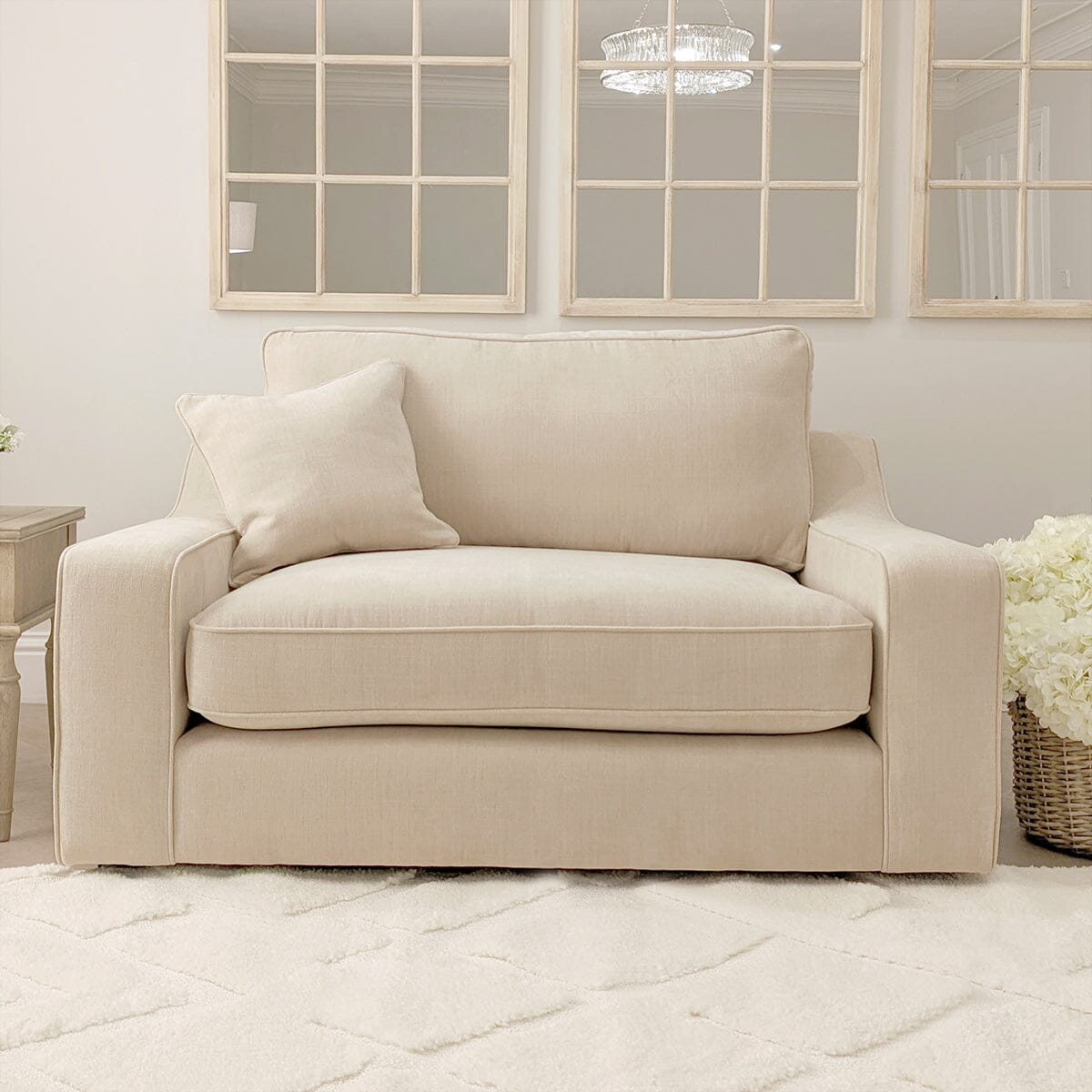Victoria Luxury Beige Textured Sofa Range Sofa Love Seat Standard Back