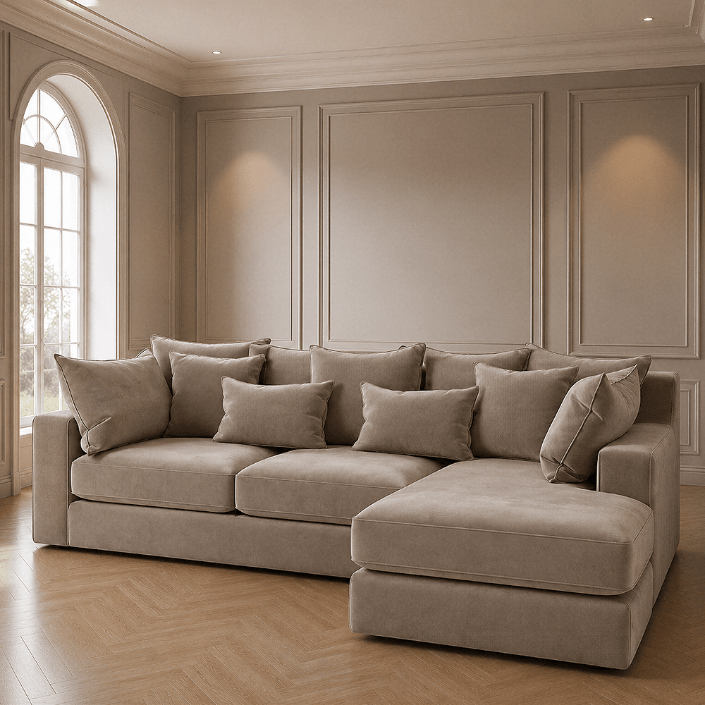 Victoria Mink Velvet Large Chaise End Sofa Sofa
