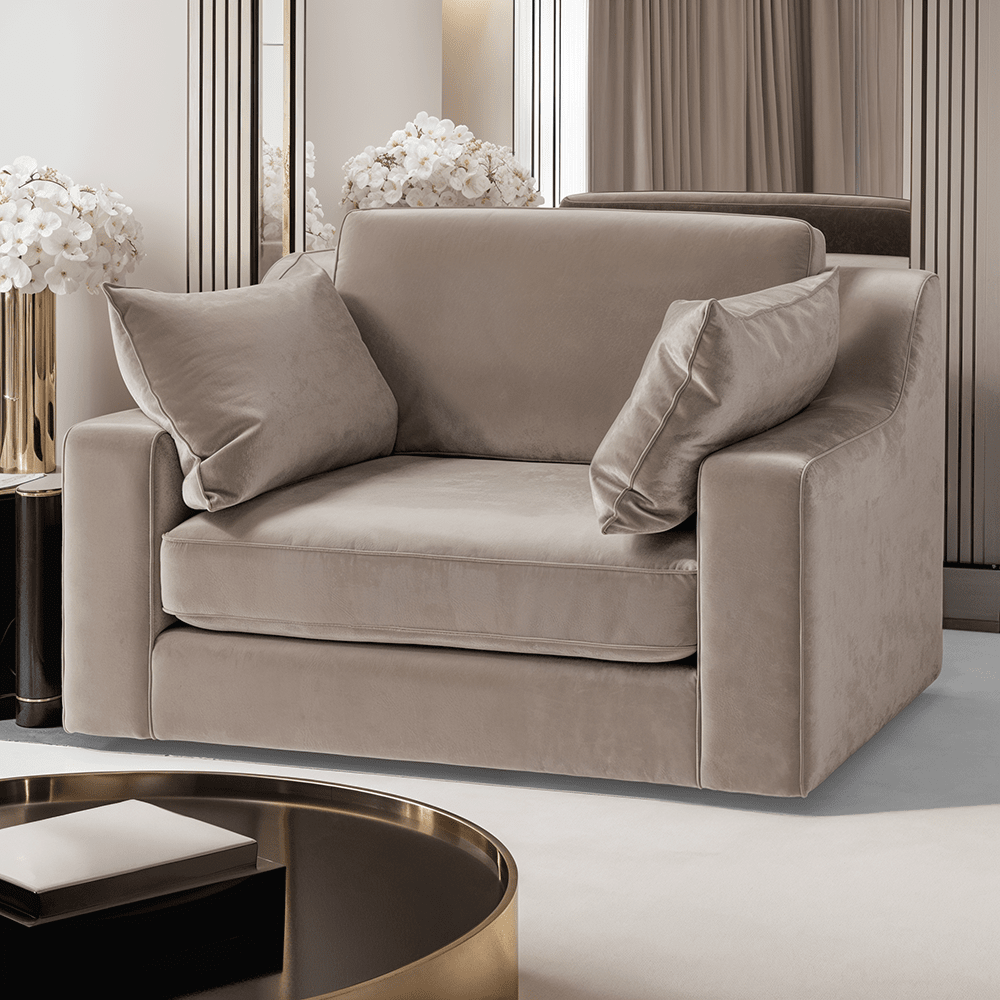 Victoria Mink Velvet Love Seat MTO Sofa