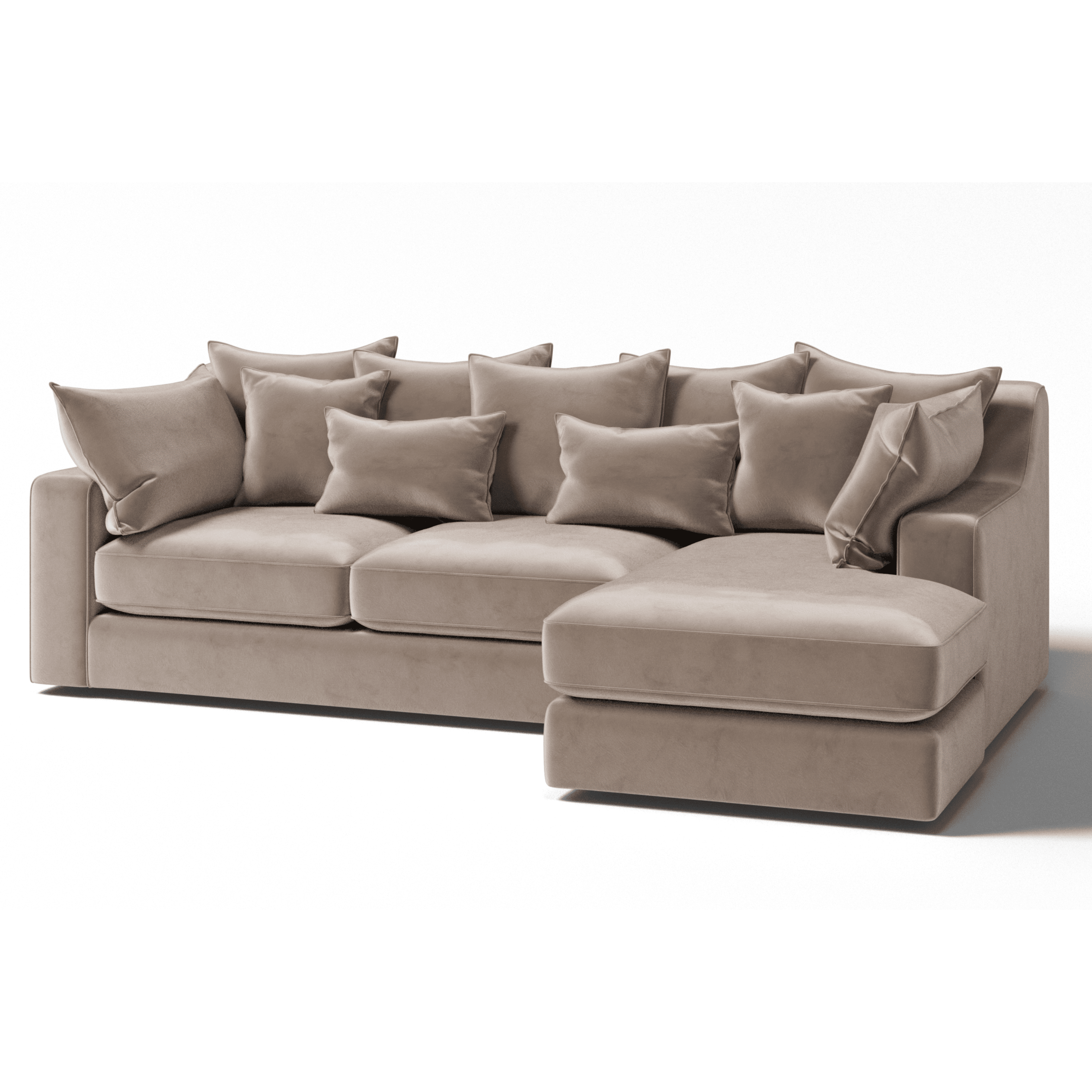 Victoria Mink Velvet Pillow Back Medium Right Hand Facing Corner Sofa Sofa