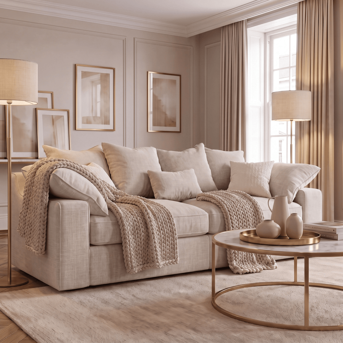 Victoria Oyster Chenille 4 Seater Sofa Sofa Pillow Back
