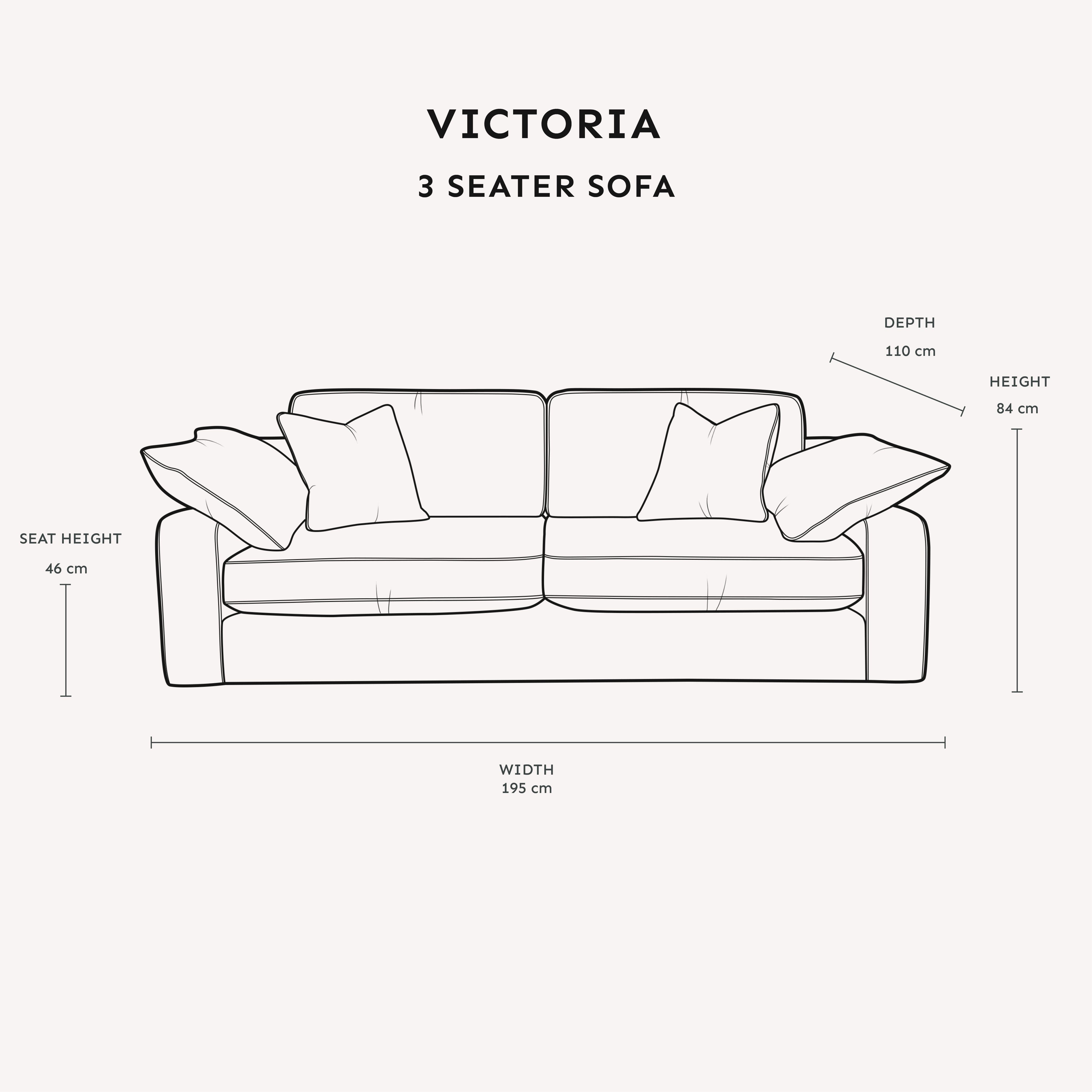 Victoria Oyster Chenille Sofa Range Sofa 3 Seater Sofa