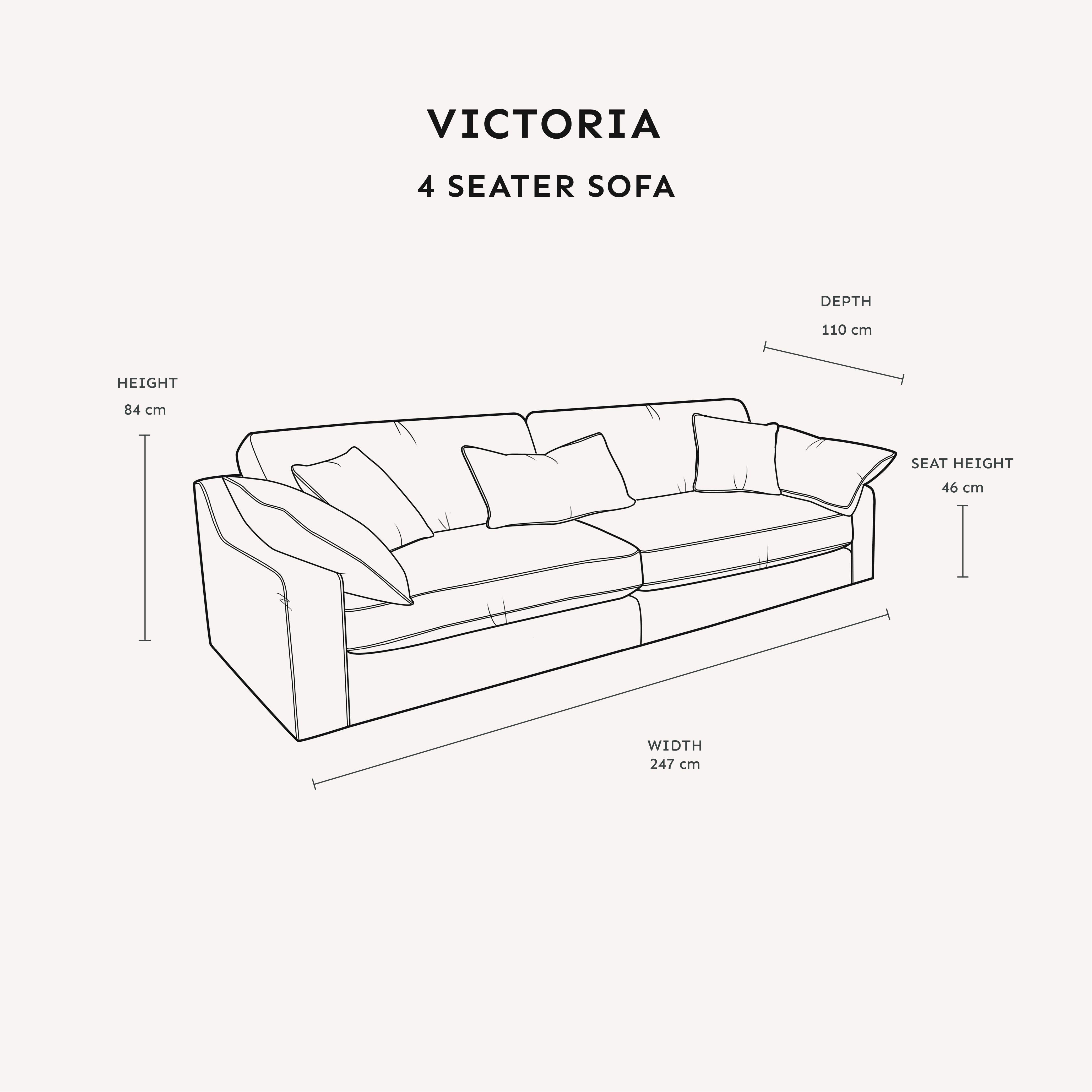 Victoria Oyster Chenille Sofa Range Sofa 4 Seater Sofa