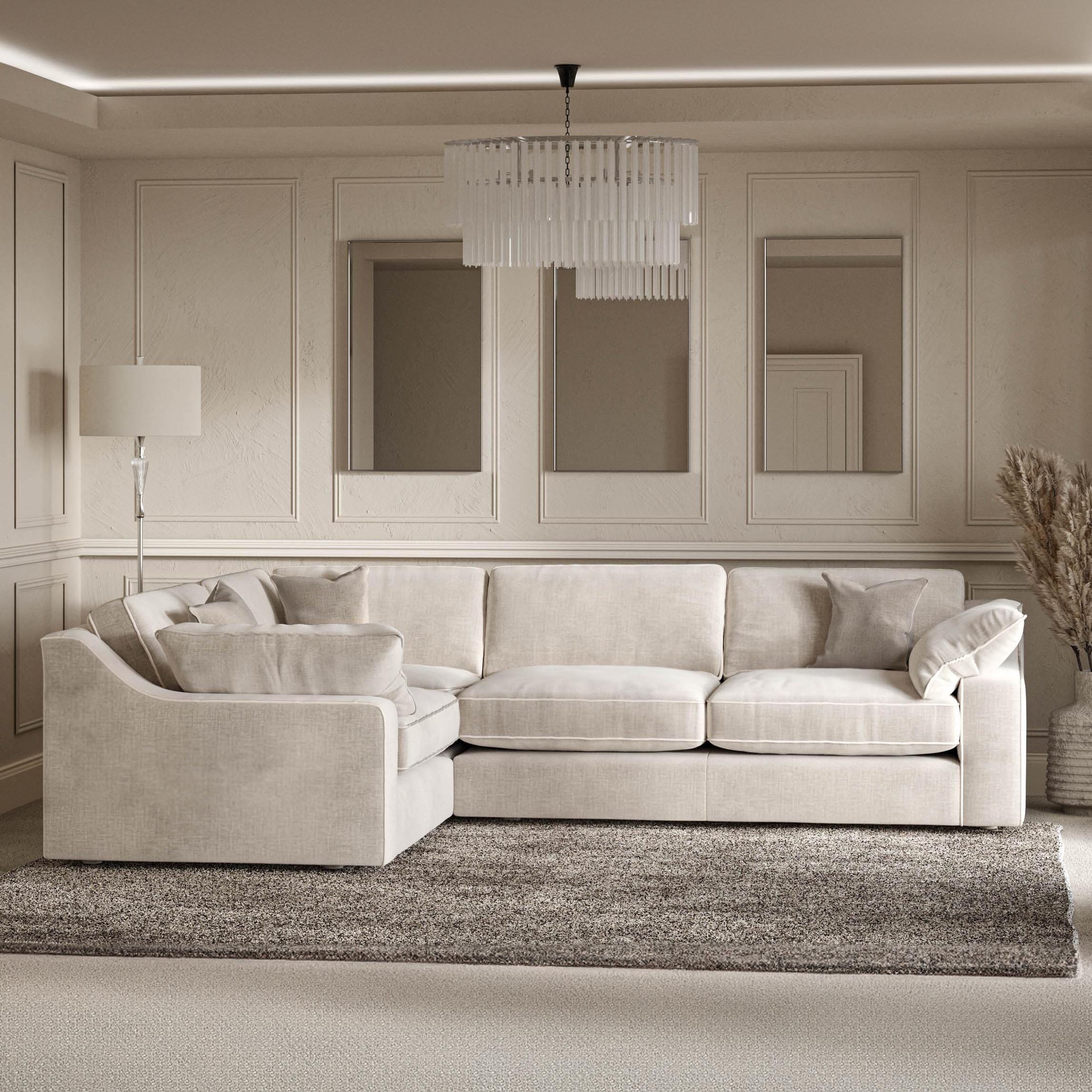 Victoria Oyster Chenille Sofa Range Sofa Corner Sofa - Left Hand Facing