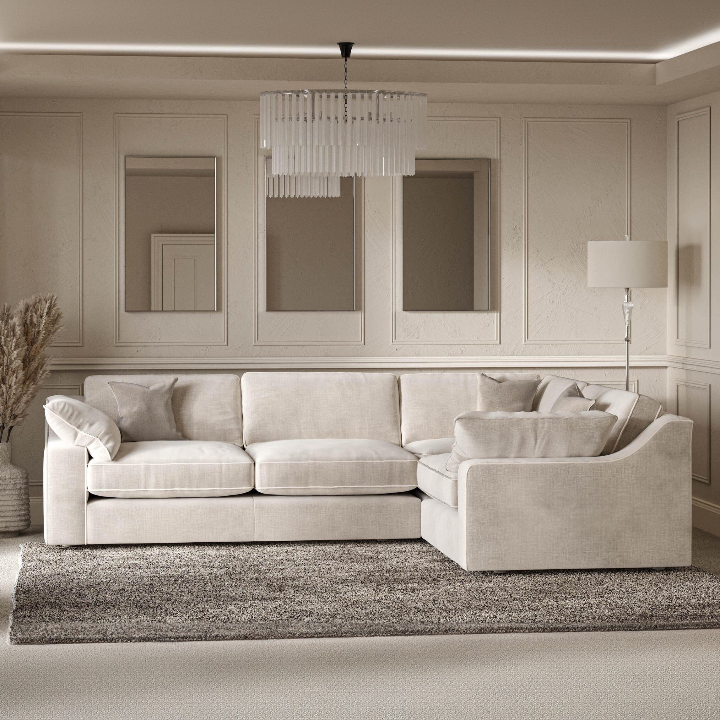 Victoria Oyster Chenille Sofa Range Sofa Corner Sofa - Right Hand Facing