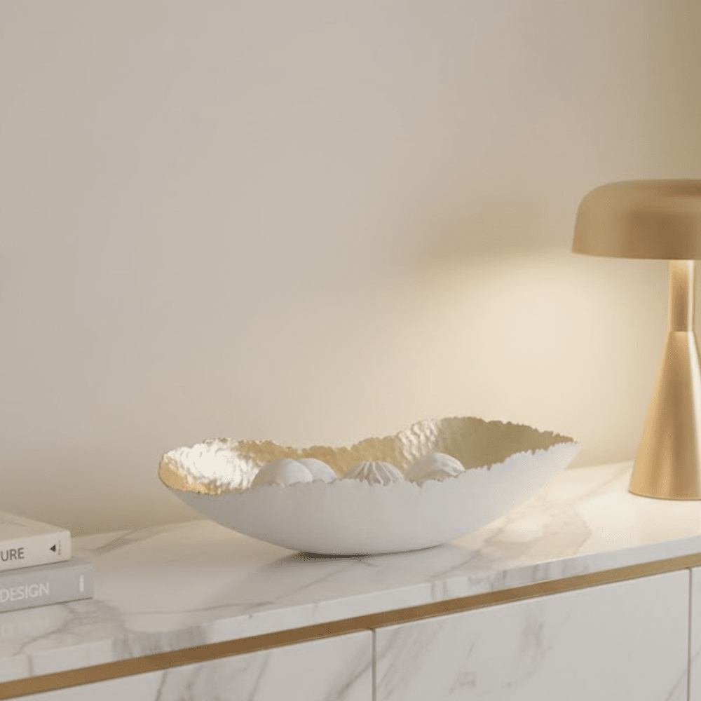 Vielle White & Gold Decorative Dish Accessories