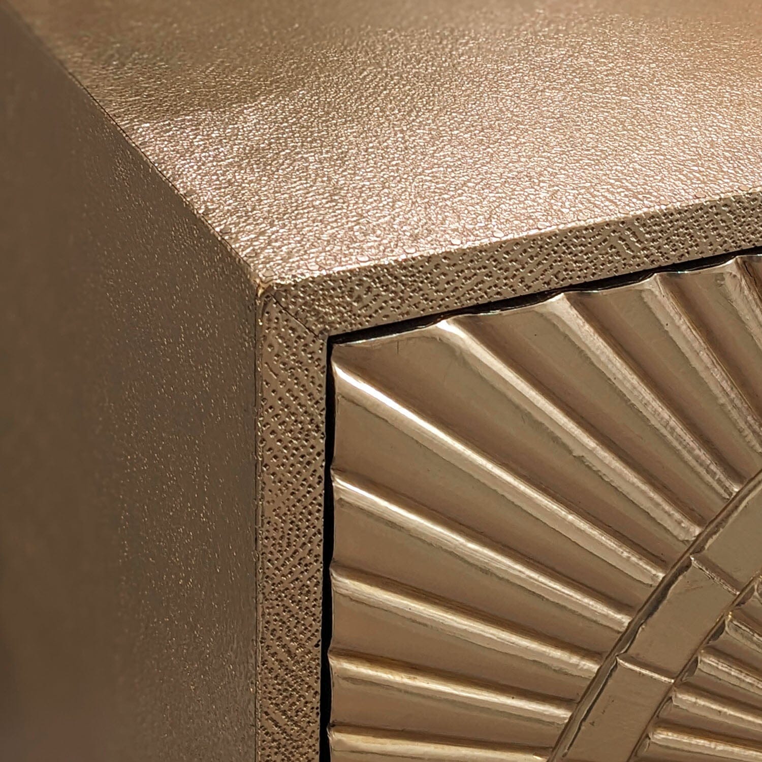 Vogue Gold Embossed Premium Metal 2 Drawer Bedside Table Furniture