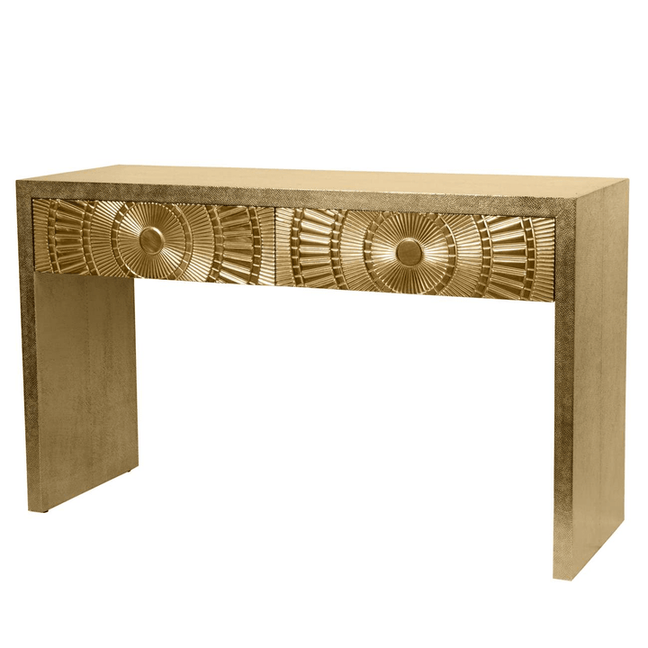 Vogue Gold Embossed Premium Metal 2 Drawer Console Table Furniture 