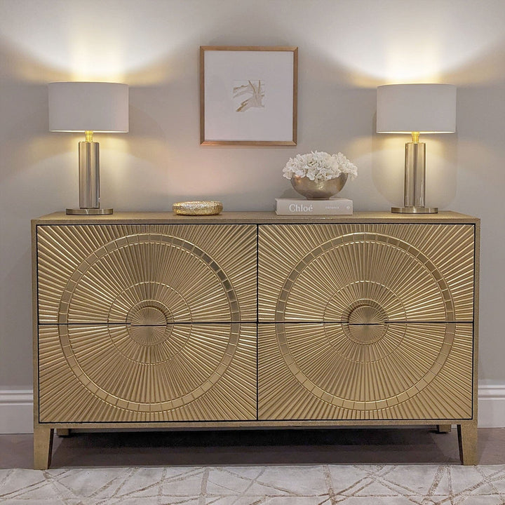 Vogue Gold Embossed Premium Metal Sideboard Furniture 