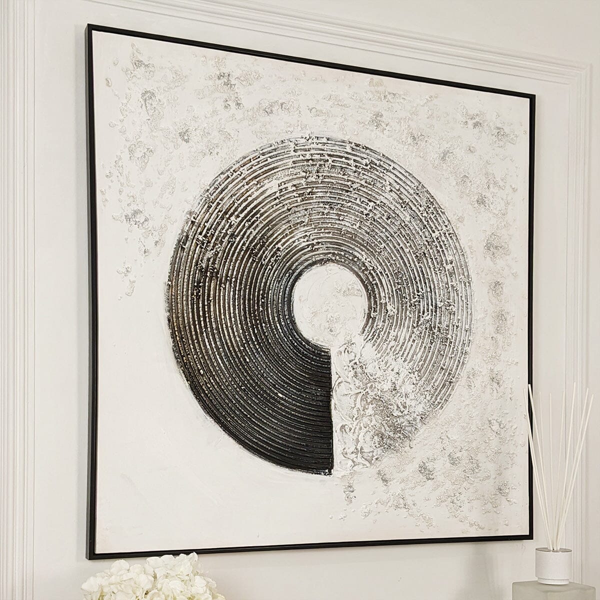 Westborne Monochrome Spiral Textured Canvas Wall Art Accessories