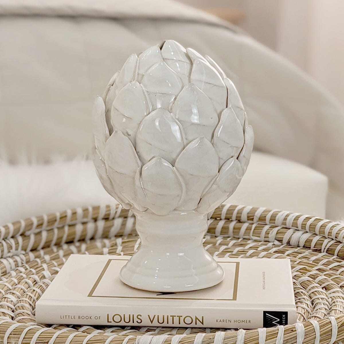 White Ceramic Decorative Standing Artichoke Ornament Accessories