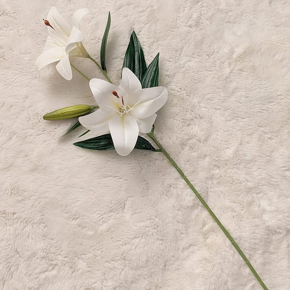 artificial white single stem peace lily White Faux Lily: Elegant Single Stem Flower