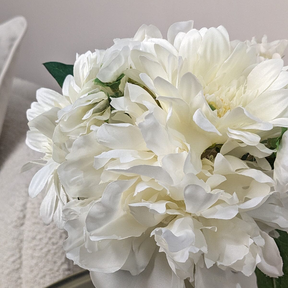 White Faux Peony & Gerbera Florals in Vase Accessories