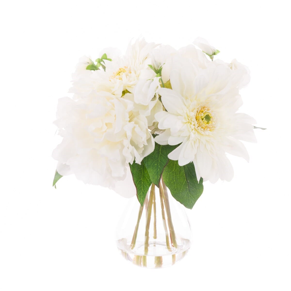 White Faux Peony & Gerbera Florals in Vase Accessories