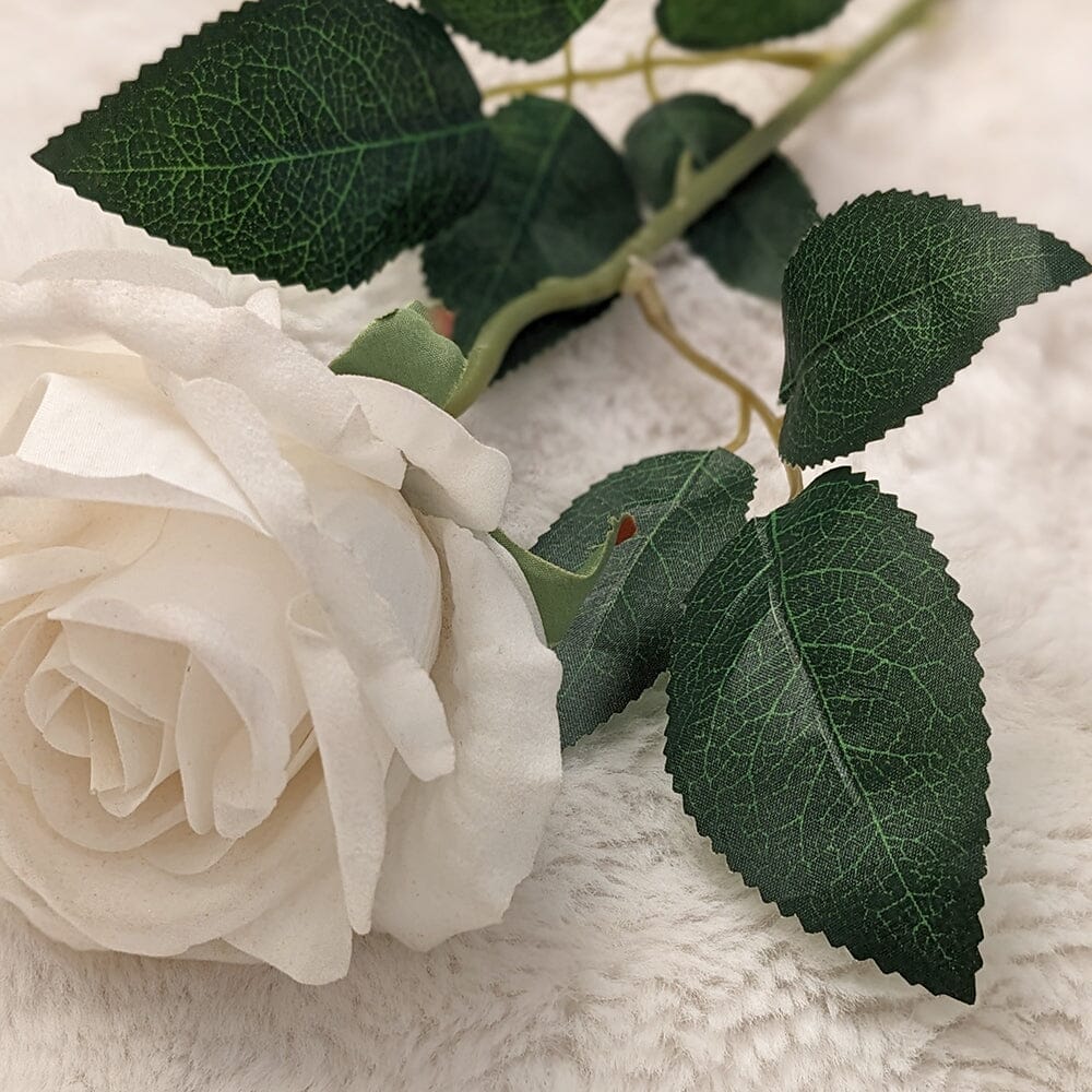 White Faux Peony Rose Single Stem Flower Accessories