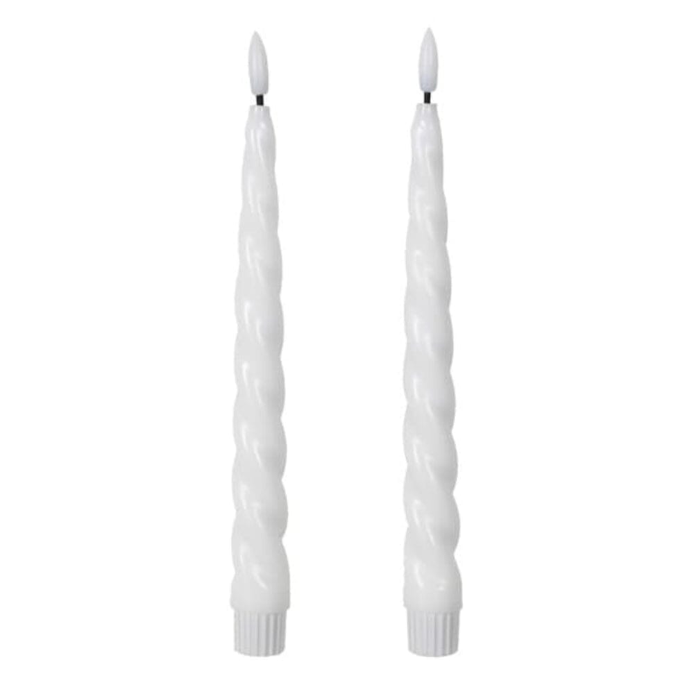 White LED Twisted Candlesticks - Set of 2 Fragrance