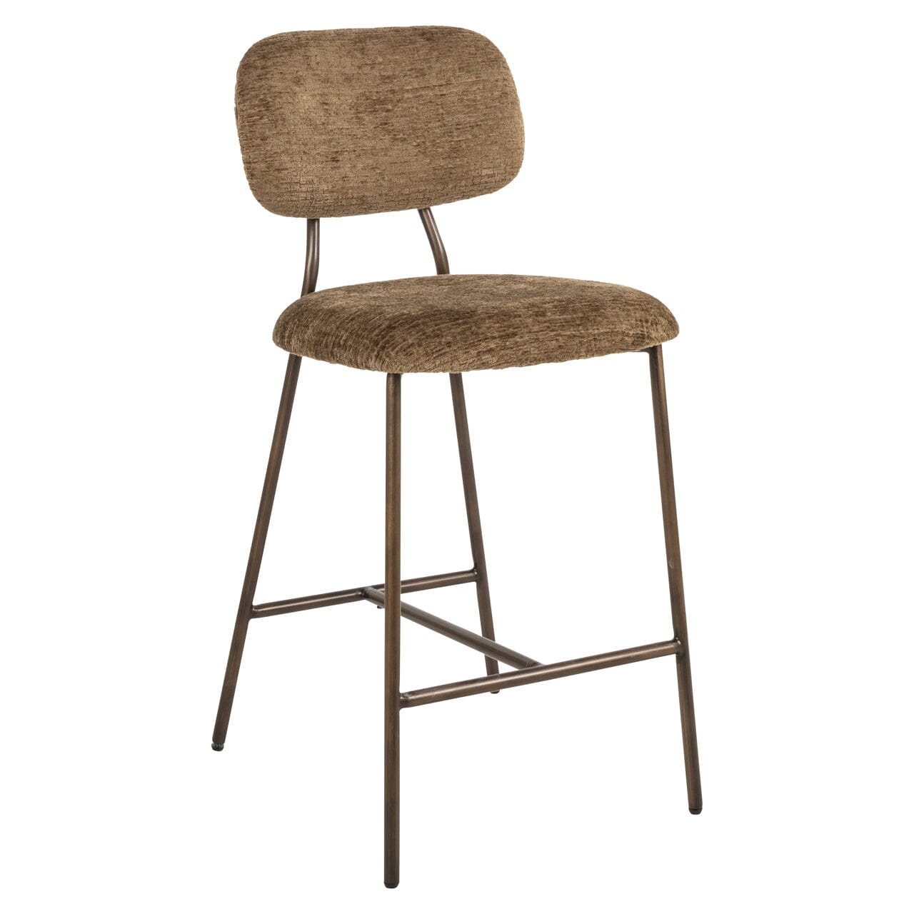 Wilder Warm Brown Chenille & Bronze Bar Stools- Set of 2 Furniture