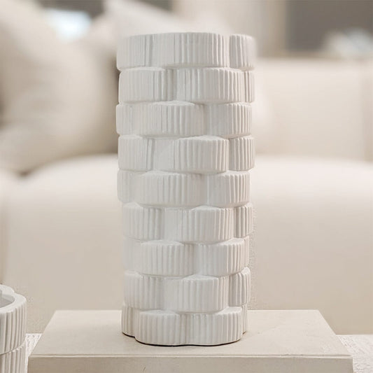 Willow Large White Ribbed Ceramic Vase Accessories