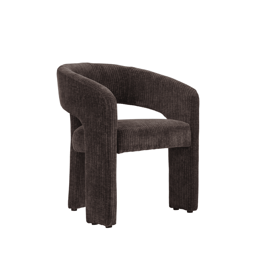 Winona Chocolate Brown Cord Rounded Back Dining Chair Furniture