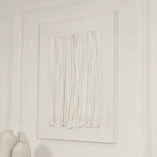Wren White Textured Abstract Lines Canvas Wall Art Accessories
