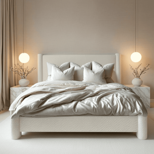 Yassine Snow Boucle Bed Beds and Headboards