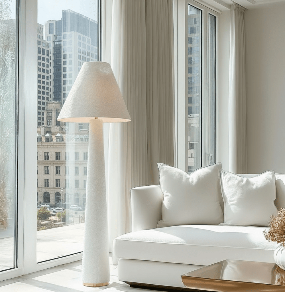 Zaylee Luxury Cream Boucle Floor Lamp Lighting