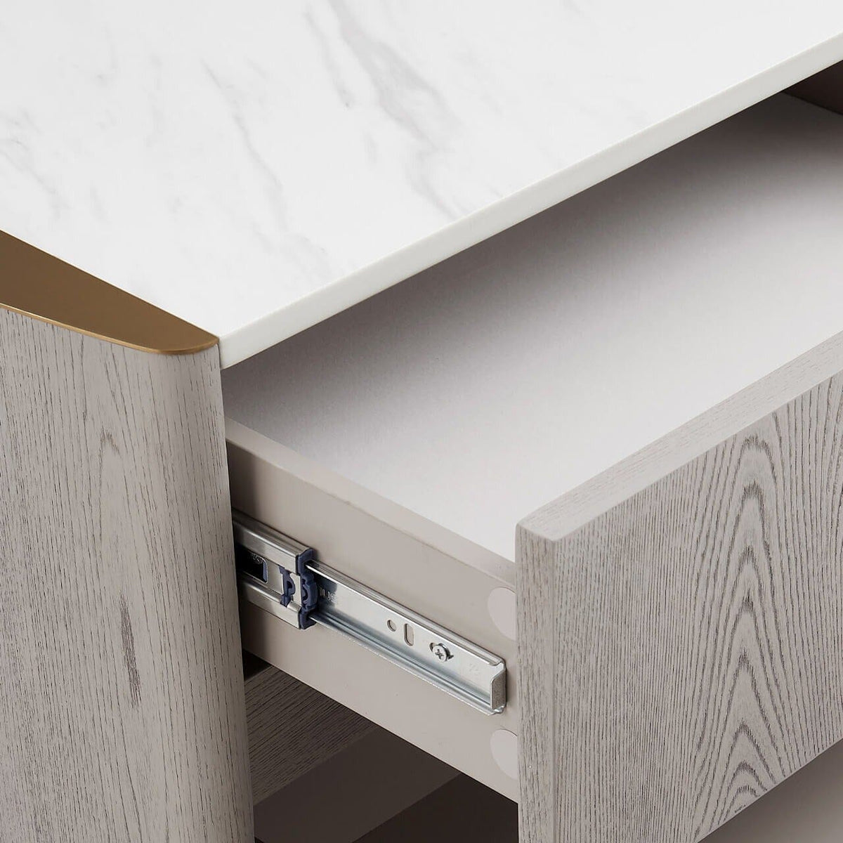 Zendaya 2 Drawer Washed Oak Bedside with Stone Top Furniture