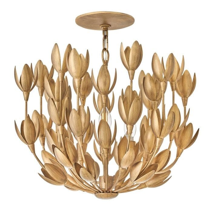 Zeni Gold 3 Light Statement Floral Pendant Ceiling Light Lighting