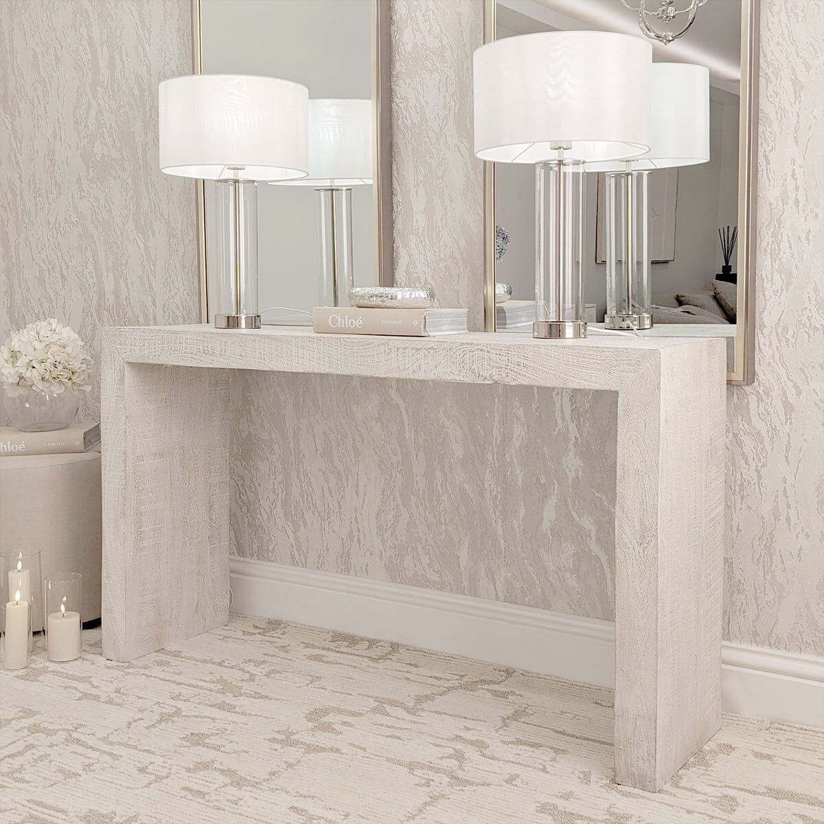 Zenica Luxury Whitewash Console Table Furniture