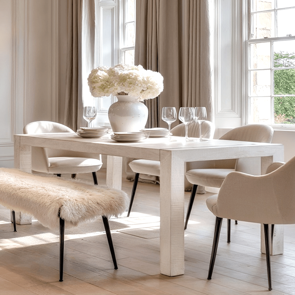 Zenica Luxury Whitewash Large Dining Table Furniture