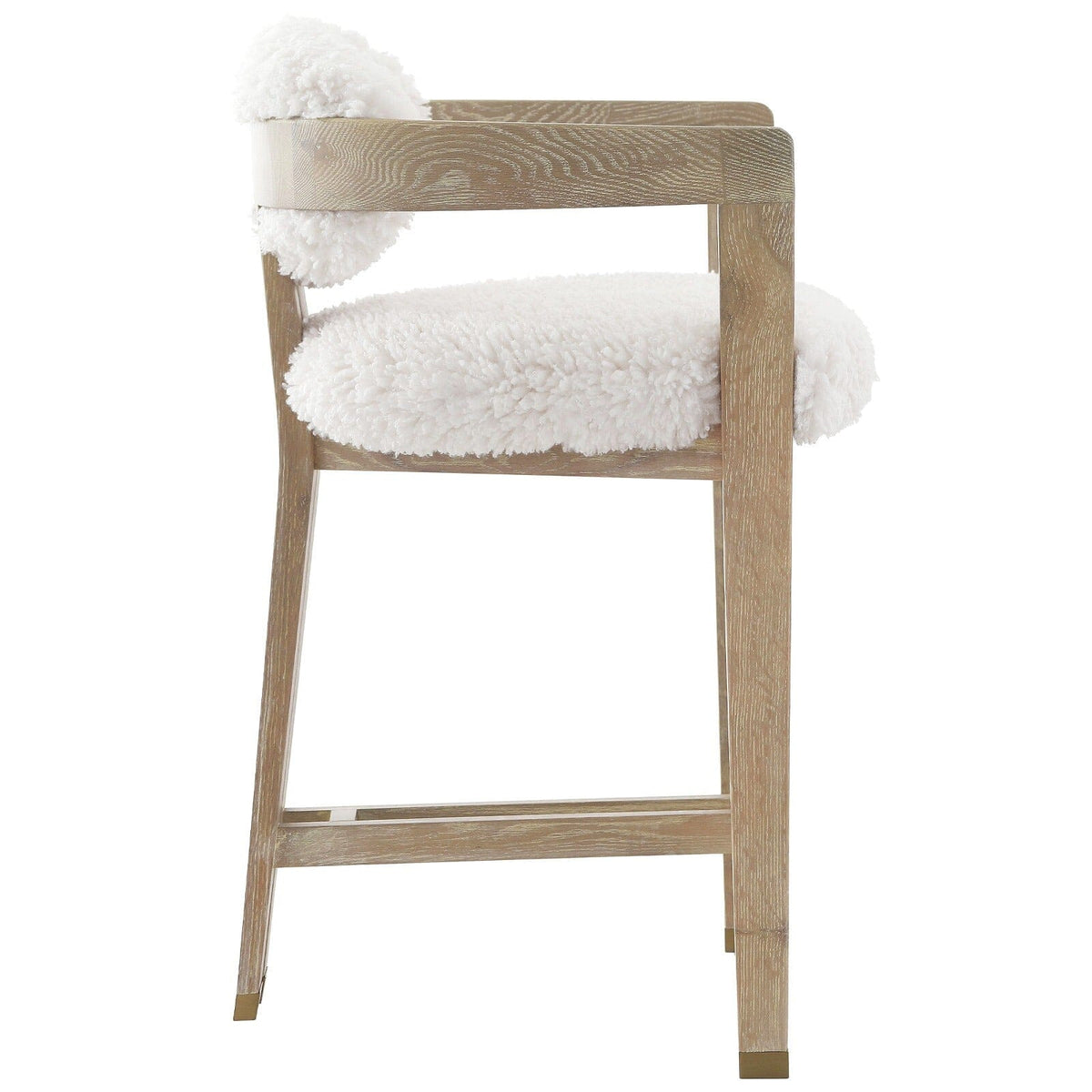 Zenith Faux Sheepskin & Washed Wood Bar Stool Furniture
