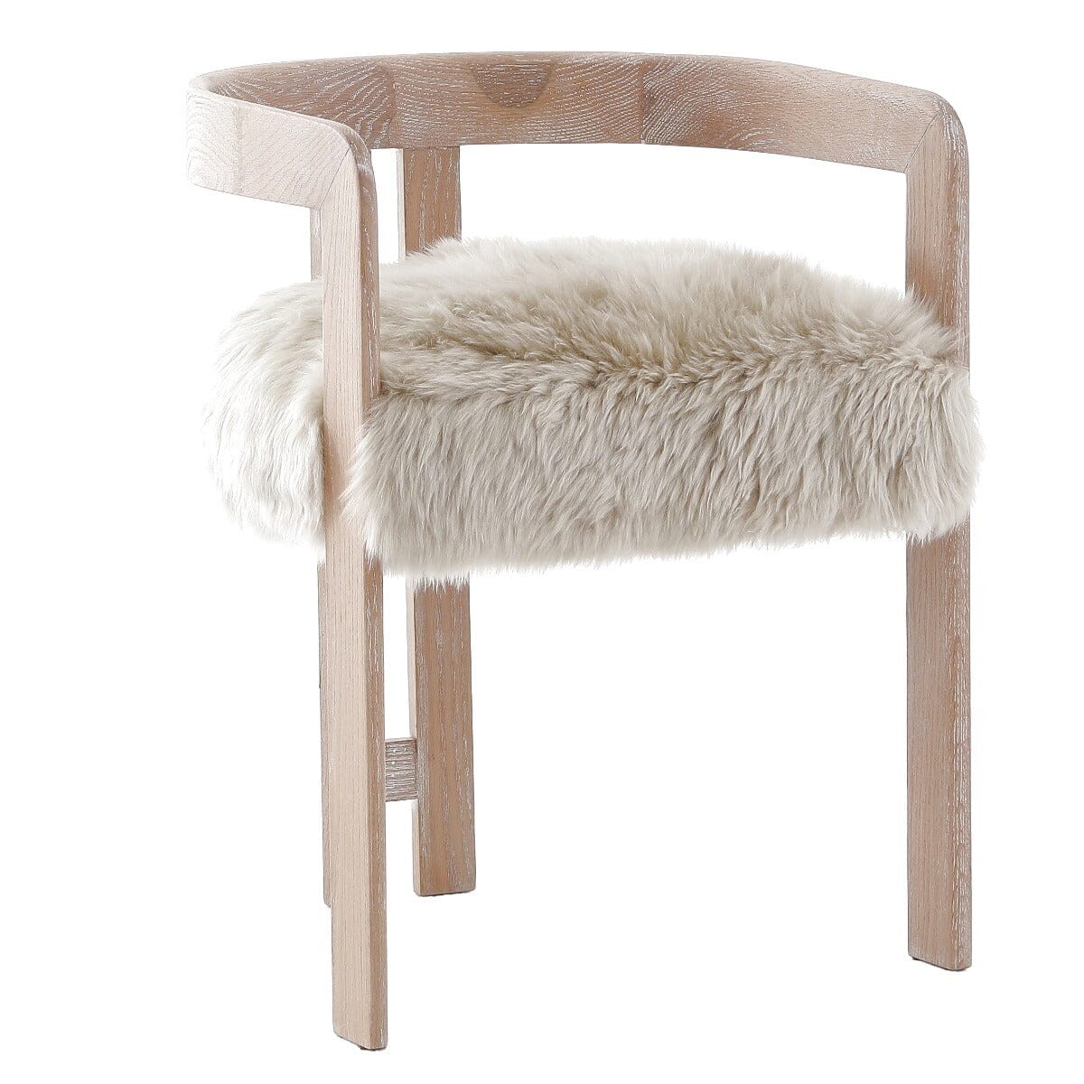 Zenith Faux Sheepskin & Washed Wood Dining Chair Furniture