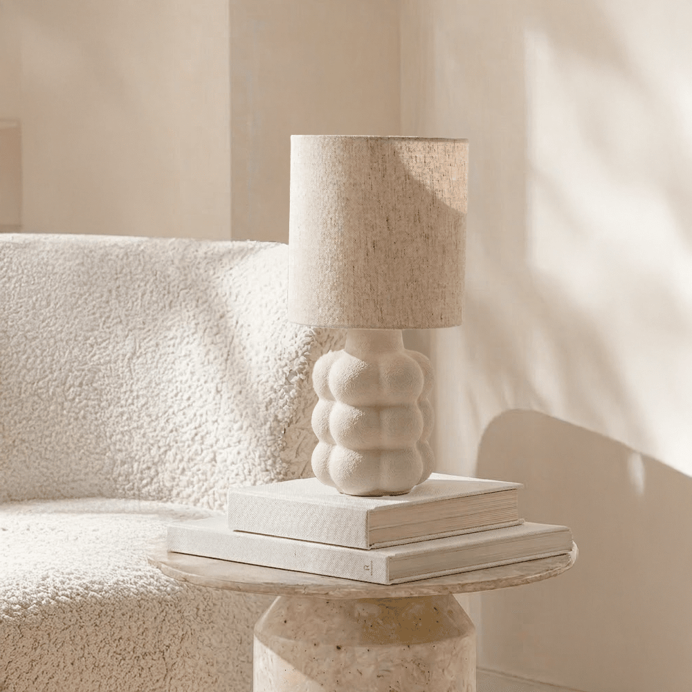 Zora Cream Ceramic Bobble Table Lamp Lighting