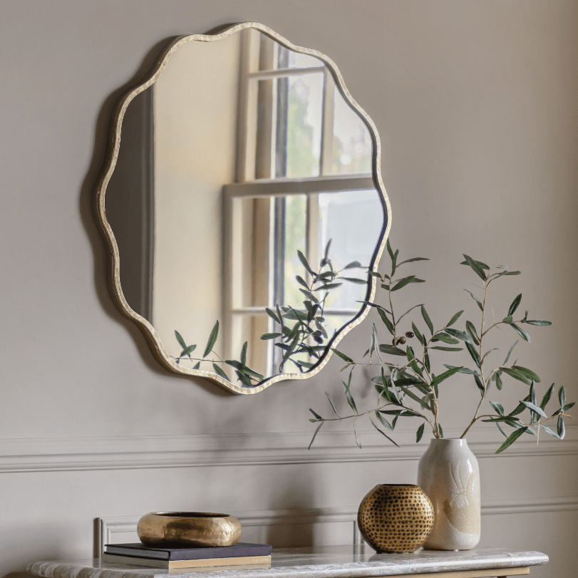 Zosia Antique Gold Wavy Edge Round Wall Mirror Accessories
