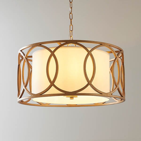 Acadia Gold Pendant Ceiling Light with White Shade Lighting