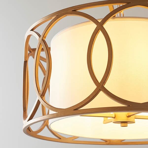 Acadia Gold Pendant Ceiling Light with White Shade Lighting