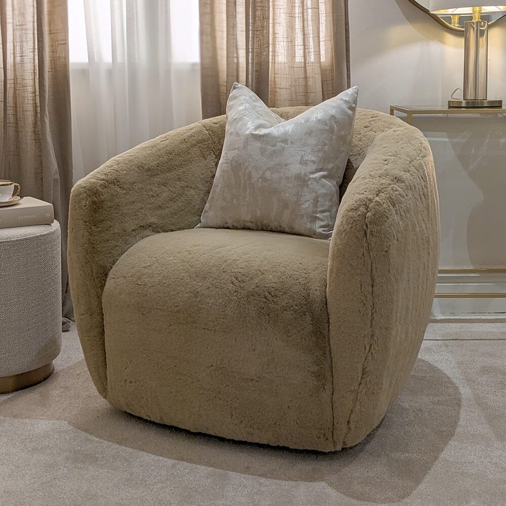 Alaska Faux Fur Swivel Accent Chair