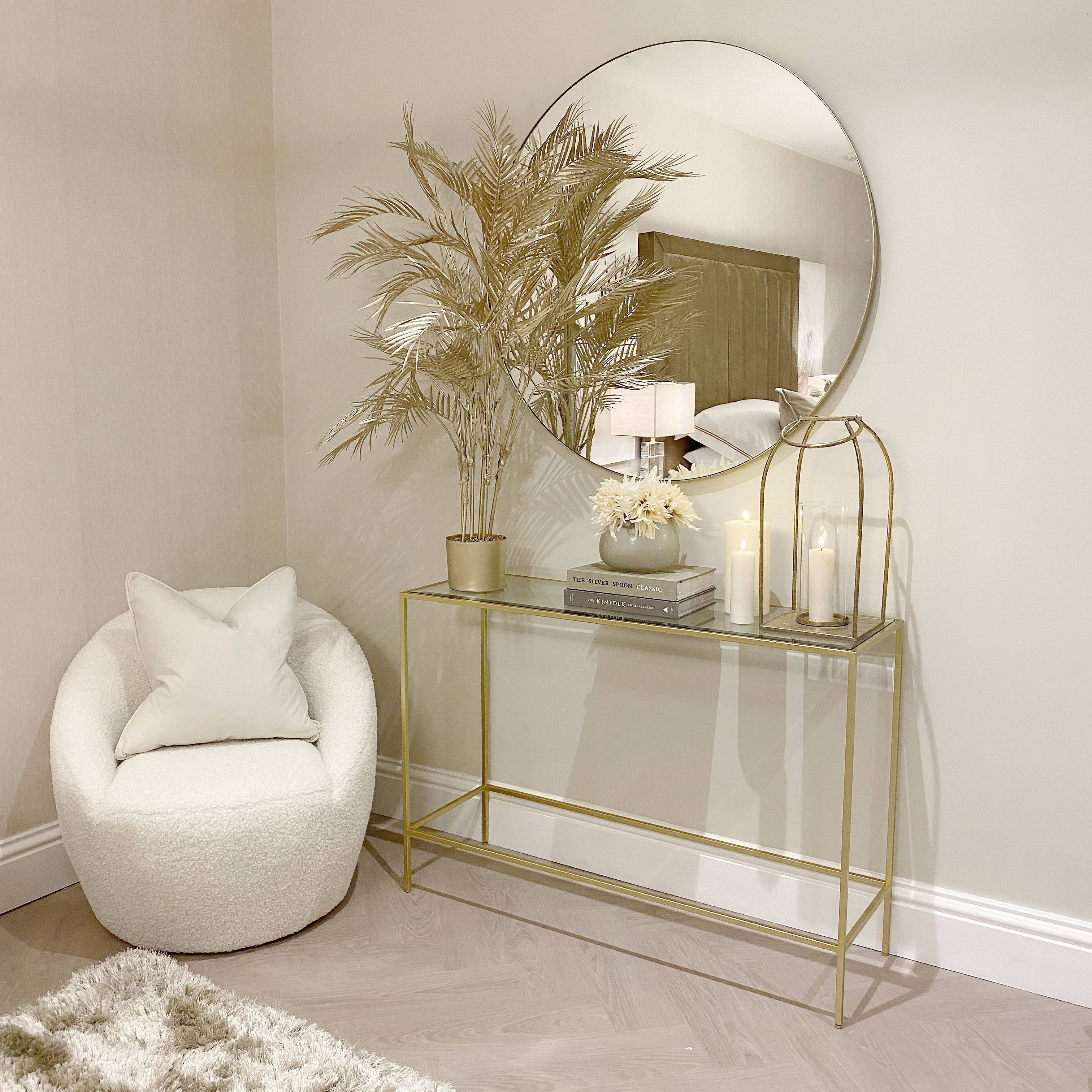 Alcora Large Round Champagne Mirror Mirror