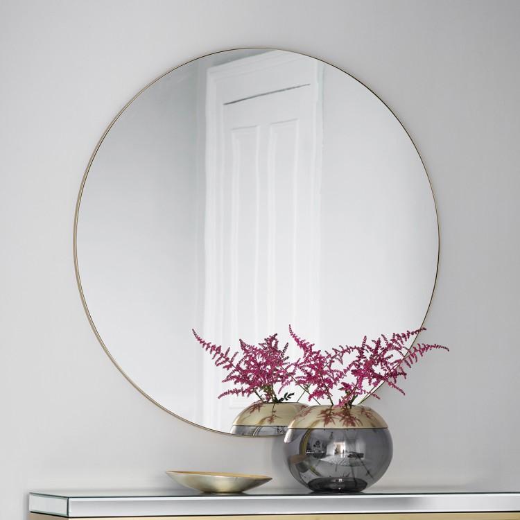 Alcora Large Round Champagne Mirror Mirror
