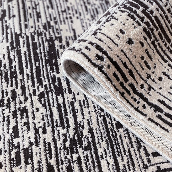 Alexis Cream & Black Abstract Patterned Rug Textiles 