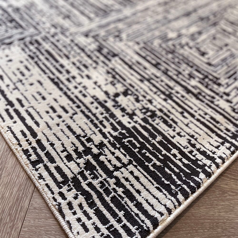 Alexis Cream & Black Abstract Patterned Rug Textiles