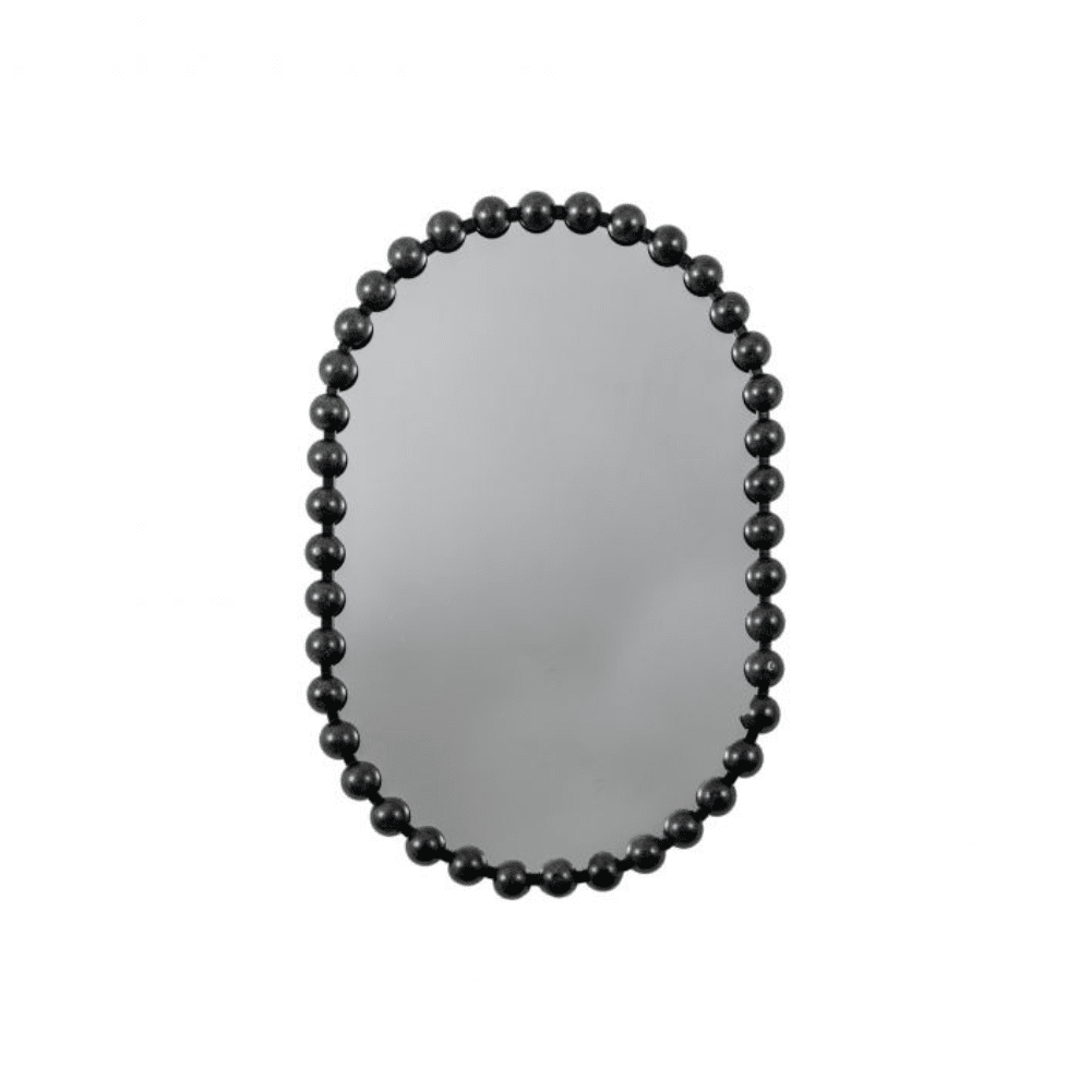 Allure Black Oval Beaded Wall Mirror Mirror