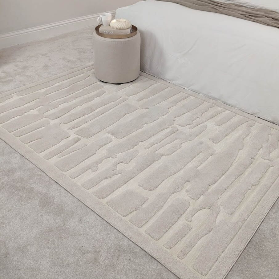 Amore Ivory Textured Abstract Rug Rug
