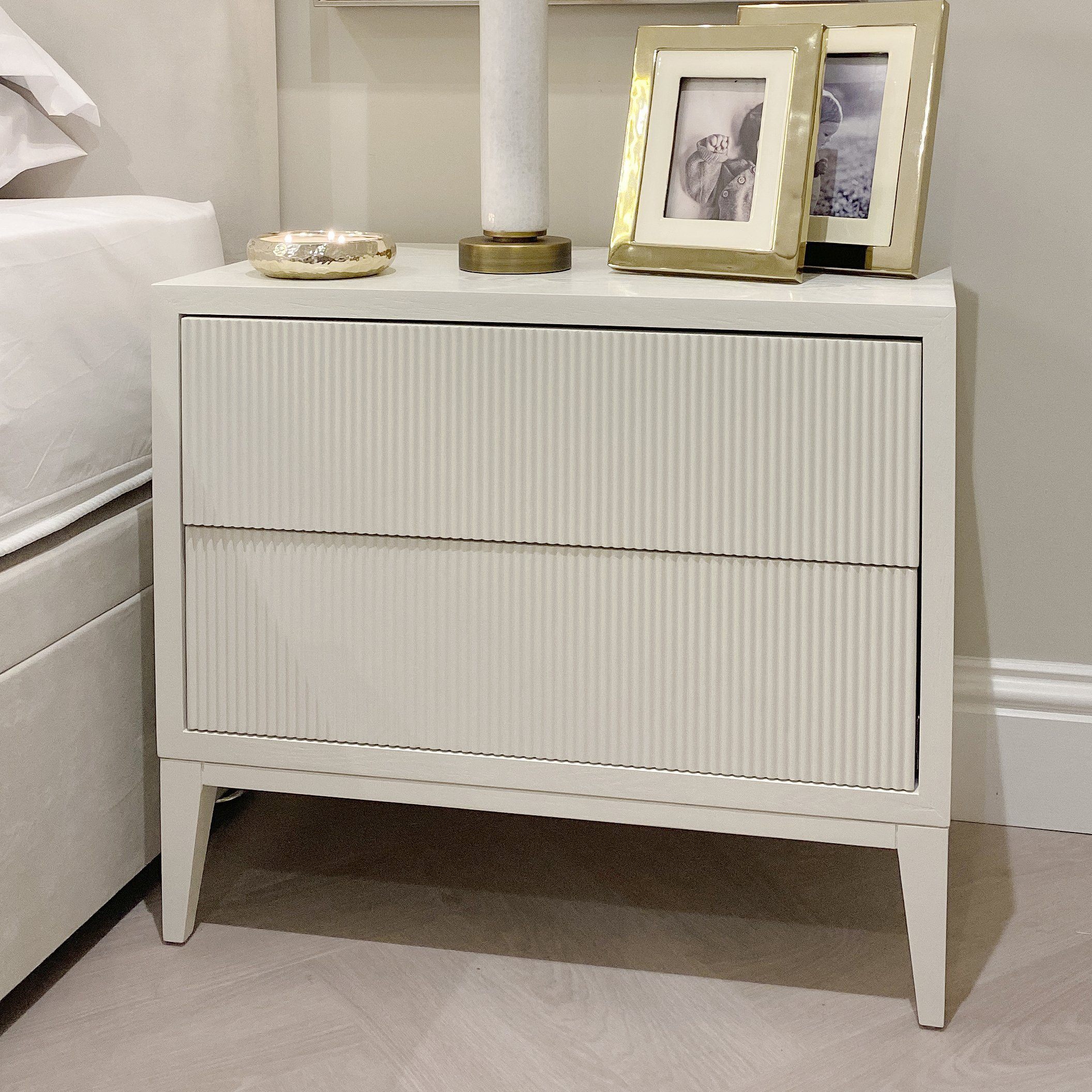 Amur Ivory Premium Wide Bedside End and Side Table