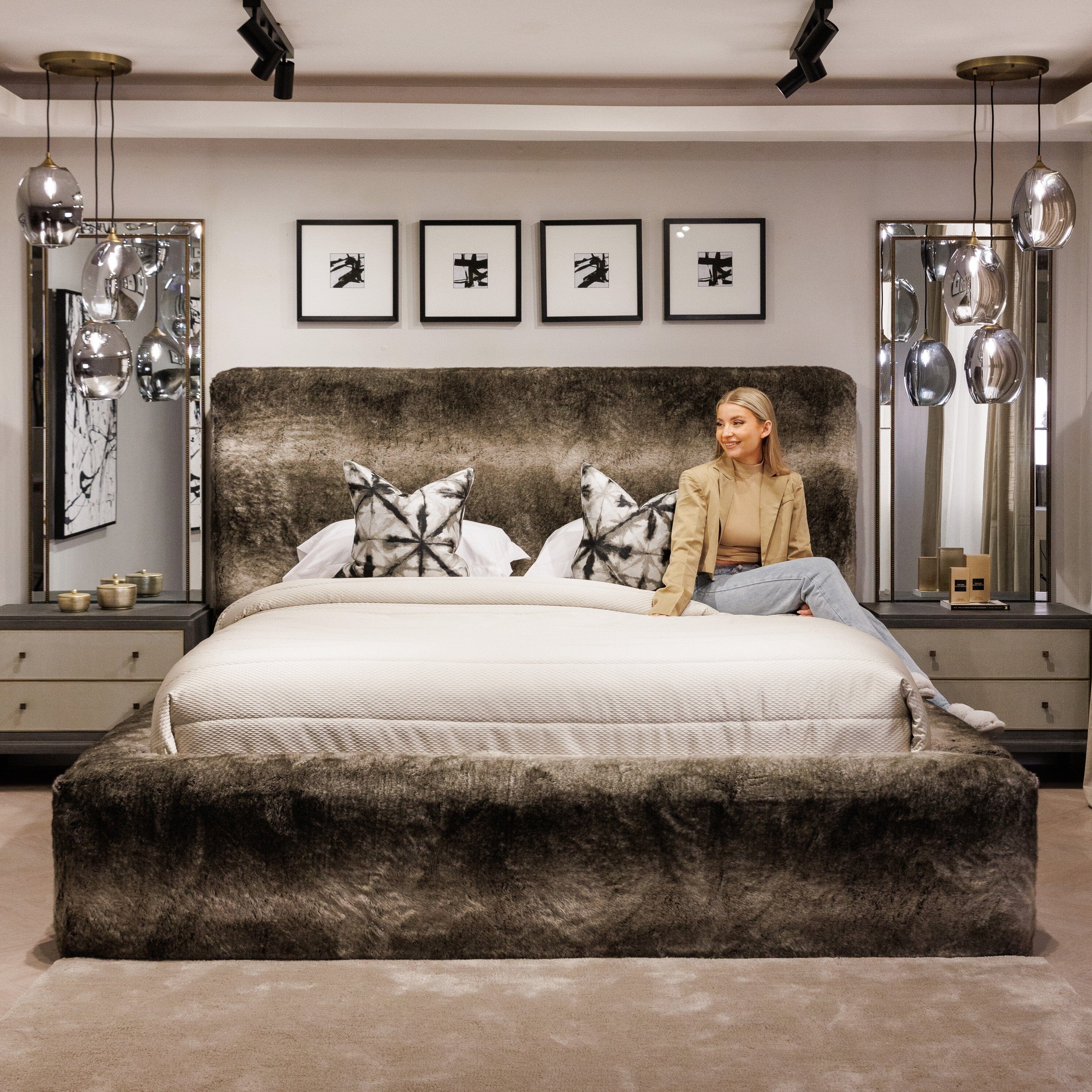 Arctic Wolf Luxury Chunky Faux Fur Bed Made to Order Bed