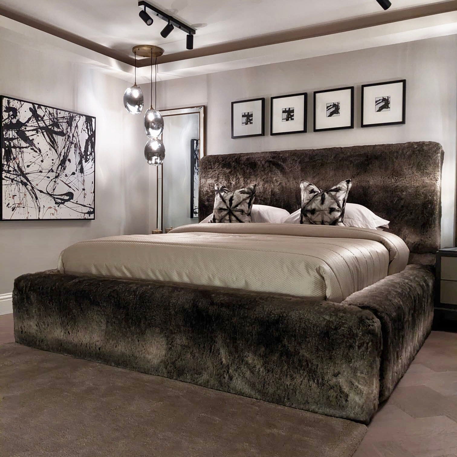 Arctic Wolf Luxury Chunky Faux Fur Bed Made to Order Bed