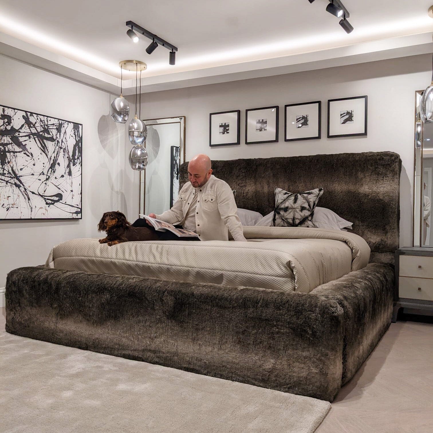 Arctic Wolf Luxury Chunky Faux Fur Bed Made to Order Bed