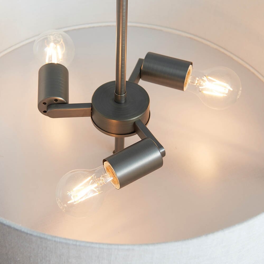 Ashford Bronze & Linen 3 Light Ceiling Pendant Lighting