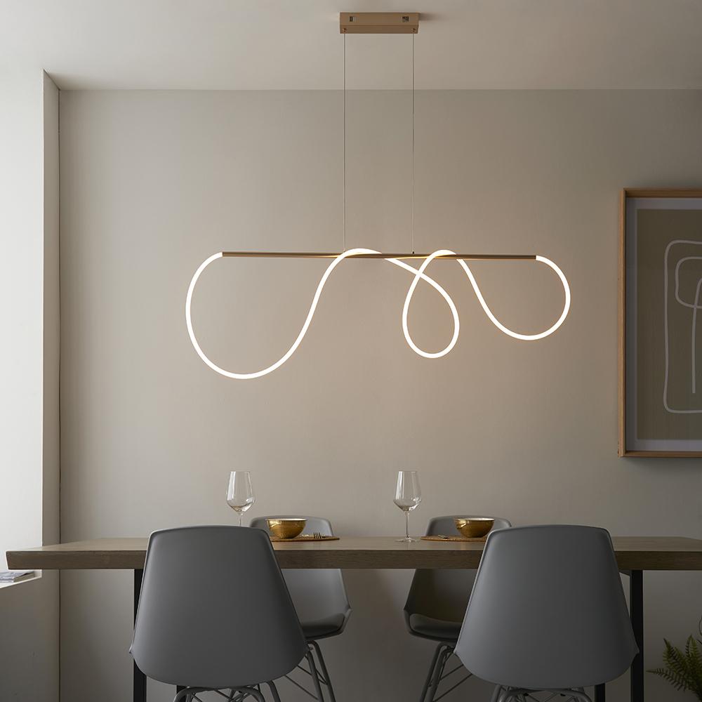Azariah Gold Abstract Linear Pendant Ceiling Light Lighting