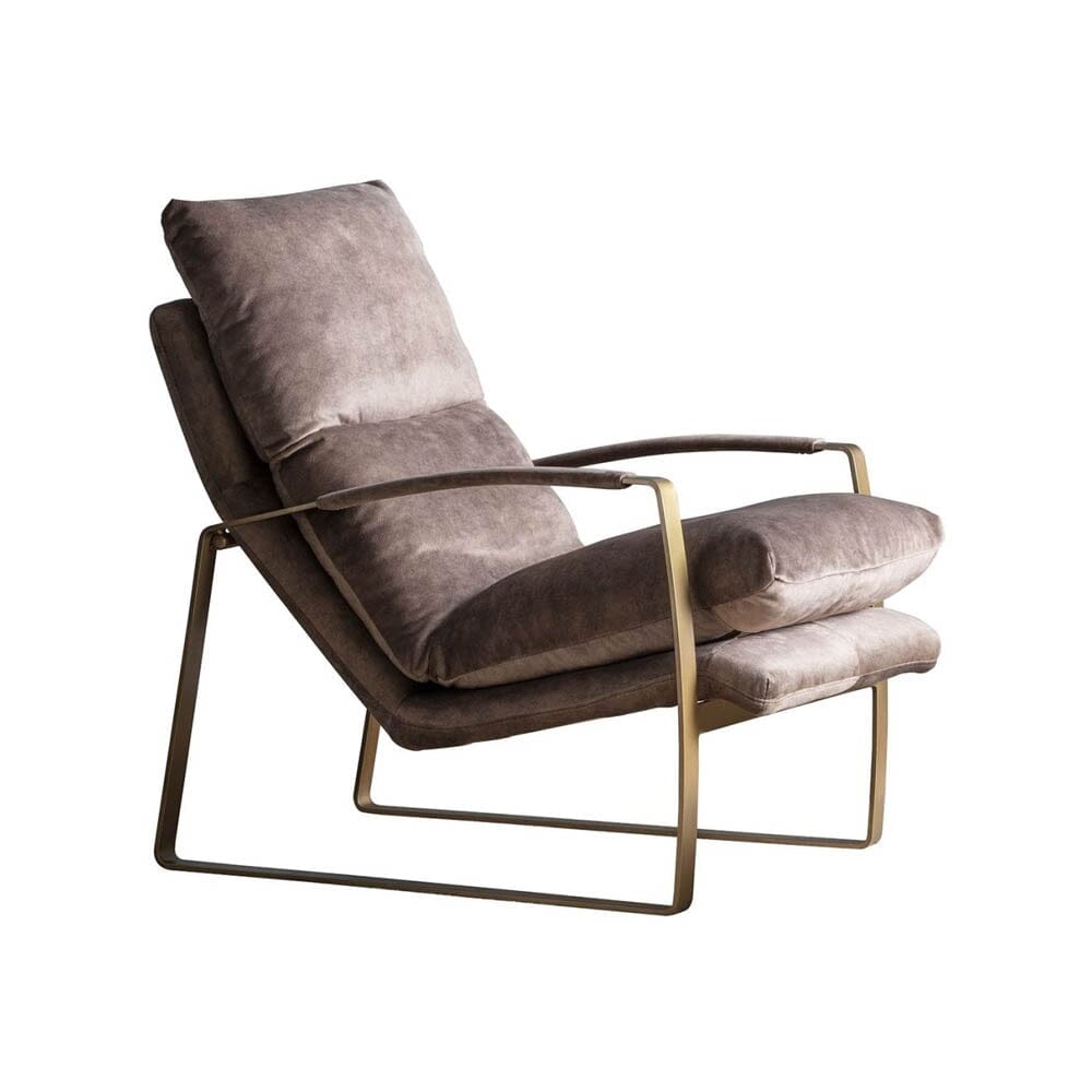Baltora Mushroom & Gold Upholstered Lounge Chair Art